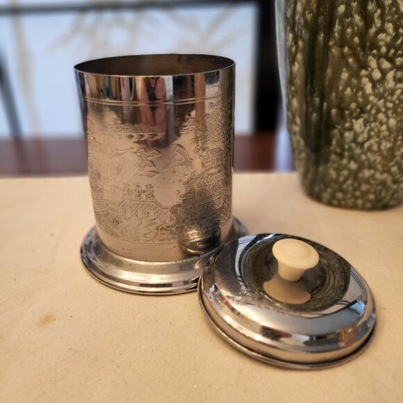 Pair of 50s Mid Century Modern Chrome & Bakelite Tea Caddys - Picture 10 of 14